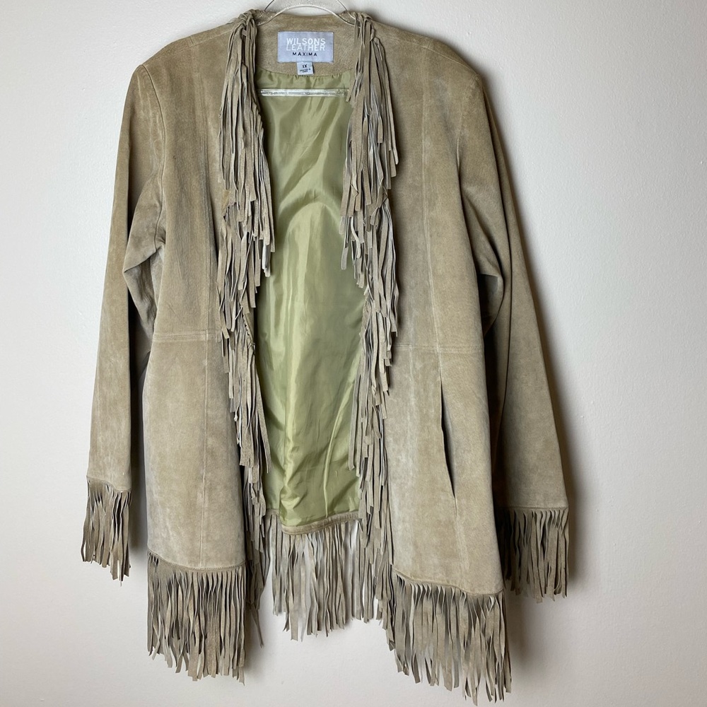 RARE WILSONS LEATHER FRINGE COAT sz 1X